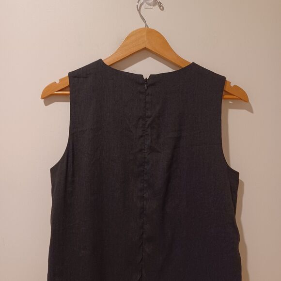 NWT Theory FT Slit Shift Sleek Crunch Sleeveless Linen Dress Black Career Size 6 - Picture 6 of 7